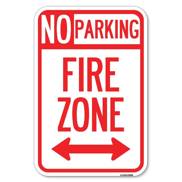 Signmission Fire Lane with Bidirectional Arrow Heavy-Gauge Aluminum Sign, 12" x 18", A-1218-23990 A-1218-23990 - main